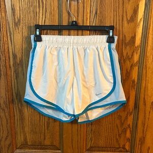 Nike Women's White Shorts with Blue Trim